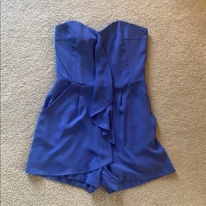 Express Size 9, blue strapless romper